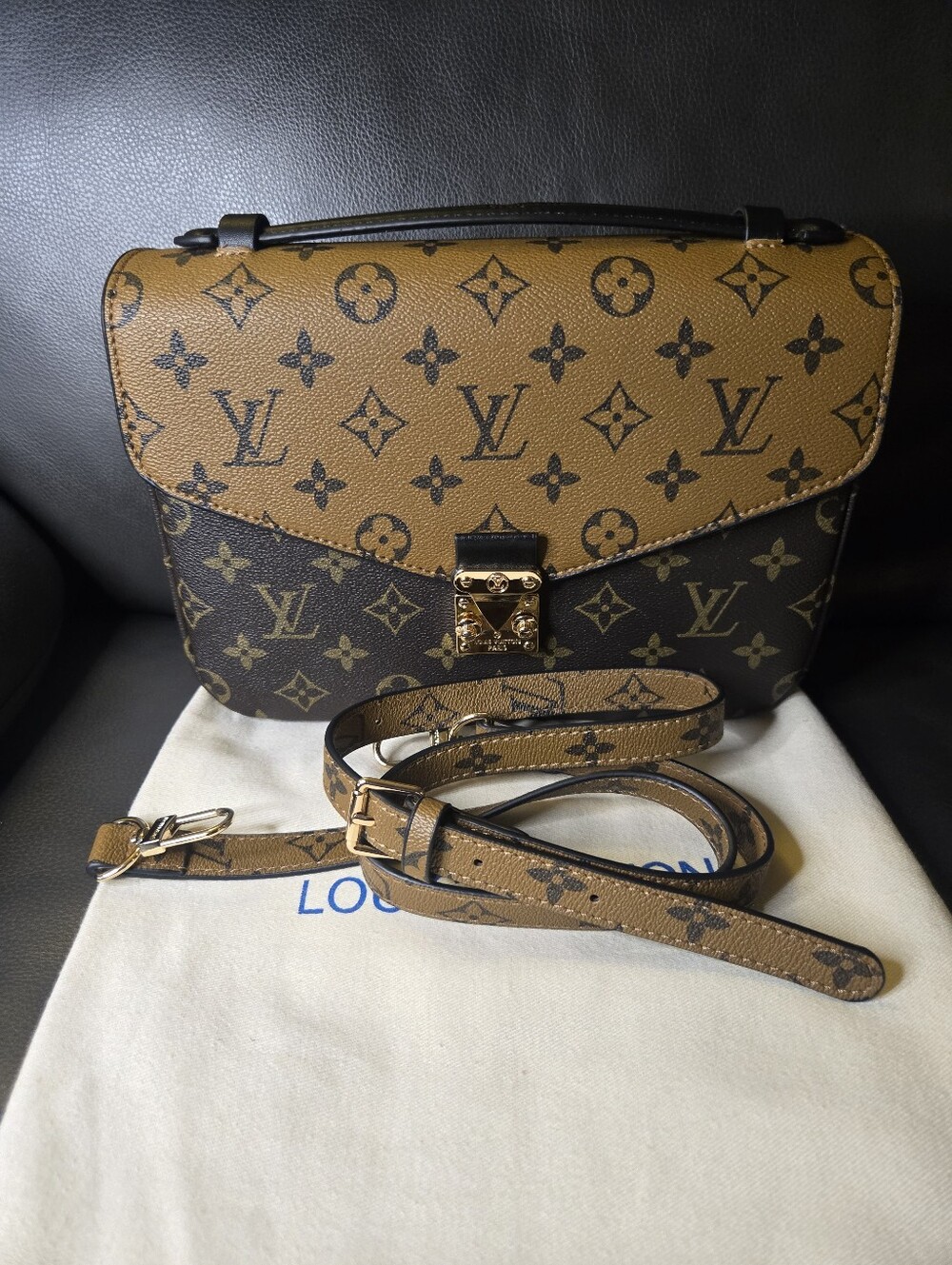 #3 Two Tone Reverse Monogram Crossbody Bag W/ Dustbag